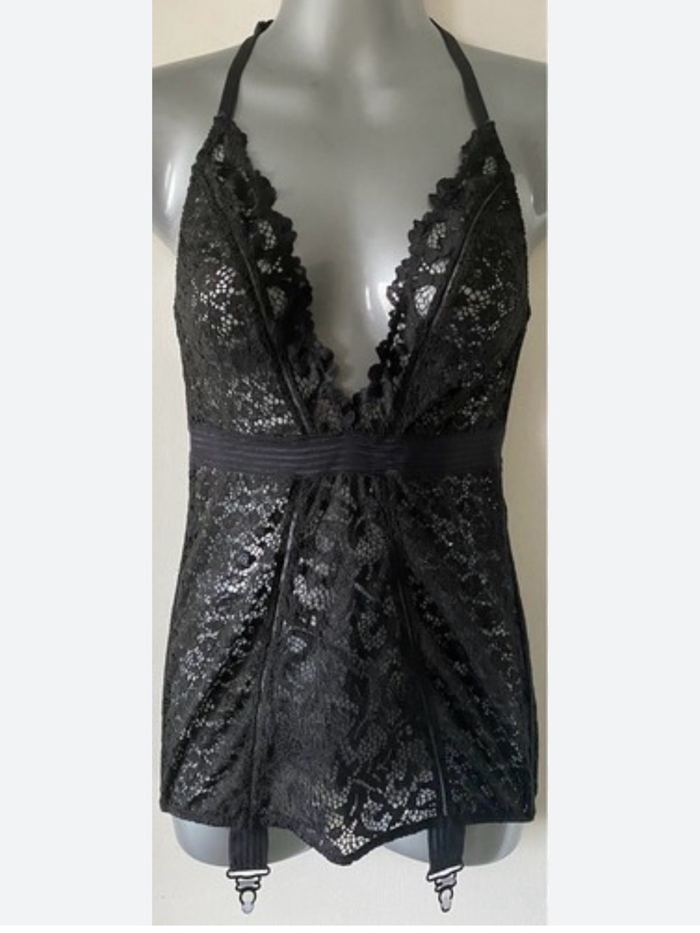 Victoria's Secret Black Lace Halter Chemise